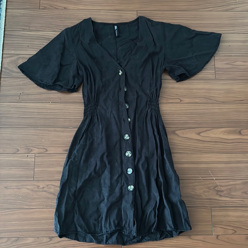Navy Blue Button Up Zara dress